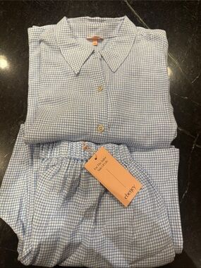 Eberjey Light Blue Gingham pijama set